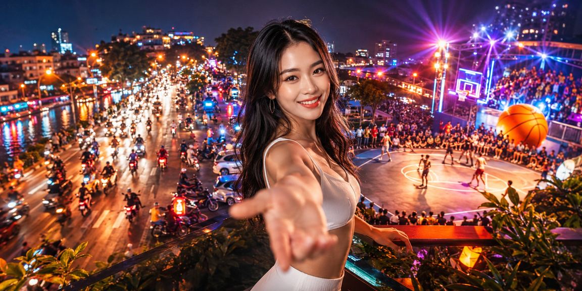 Người chơi thưởng thức bóng rổ và cá cược tại chợ đêm Hà Nội